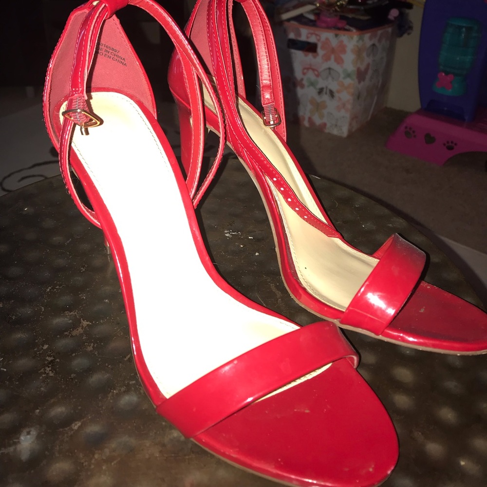 Forever 21 ankle strap stilettos vibrant red sz sm